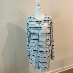 Coolibar Women’s Cabana Swim Coverup Dress Full Zip UPF50+ Striped